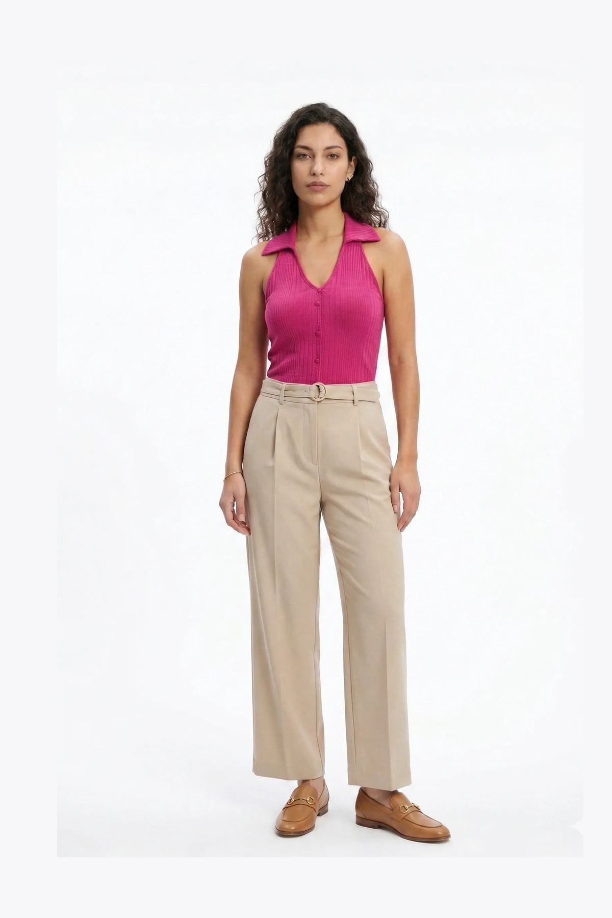 Düğmeli Polo Yaka Triko Bluz 5