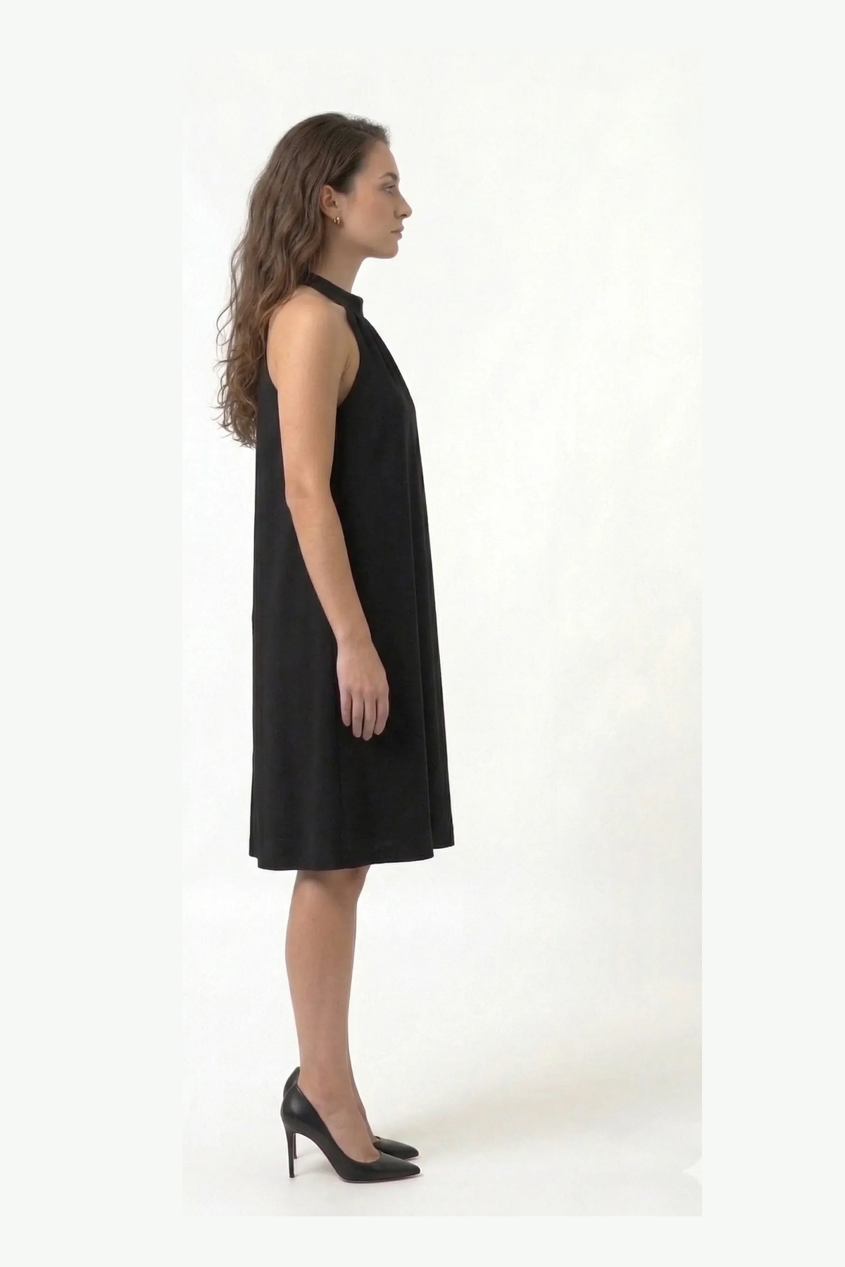 Halter Yaka Keten Elbise 2