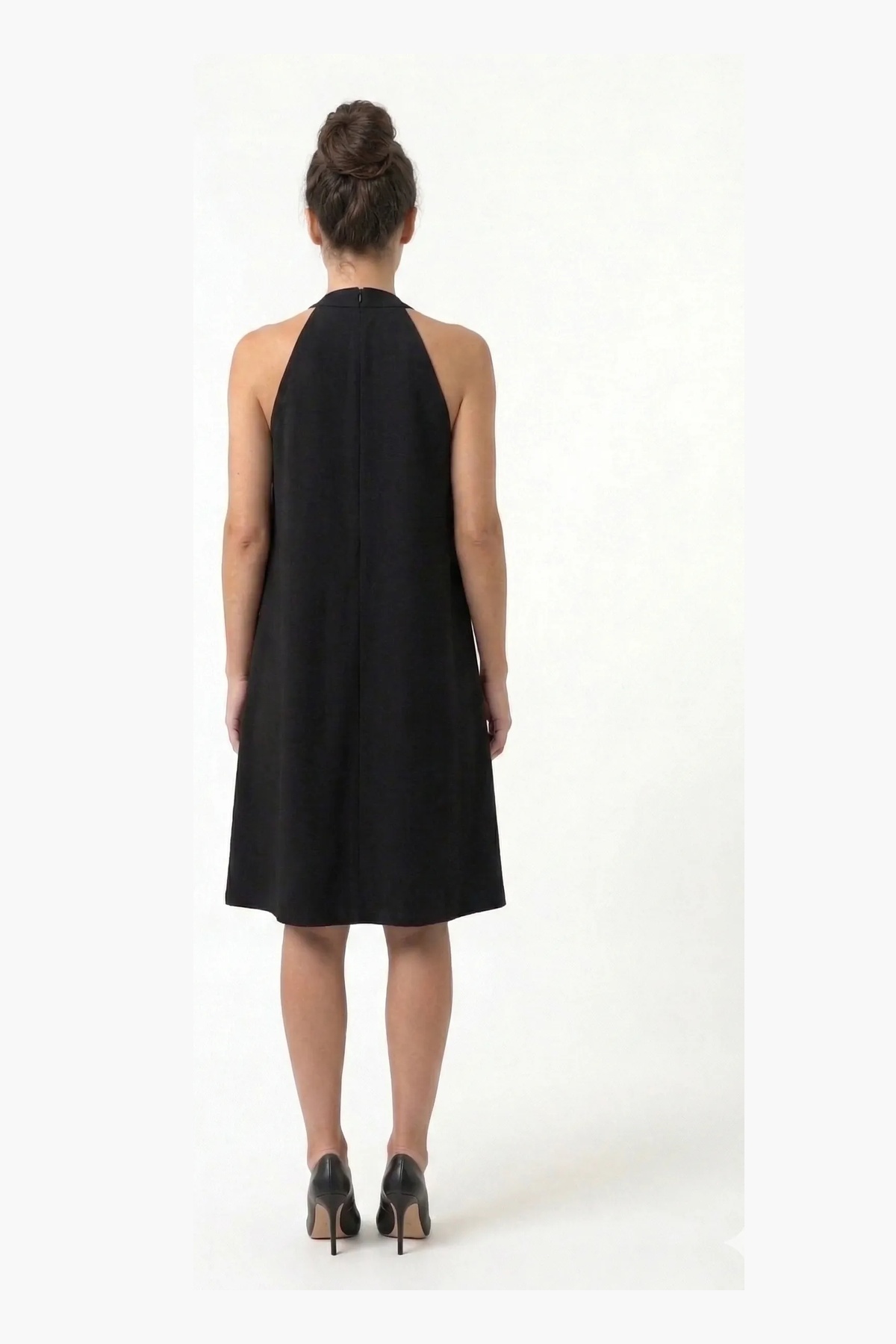 Halter Yaka Keten Elbise 4