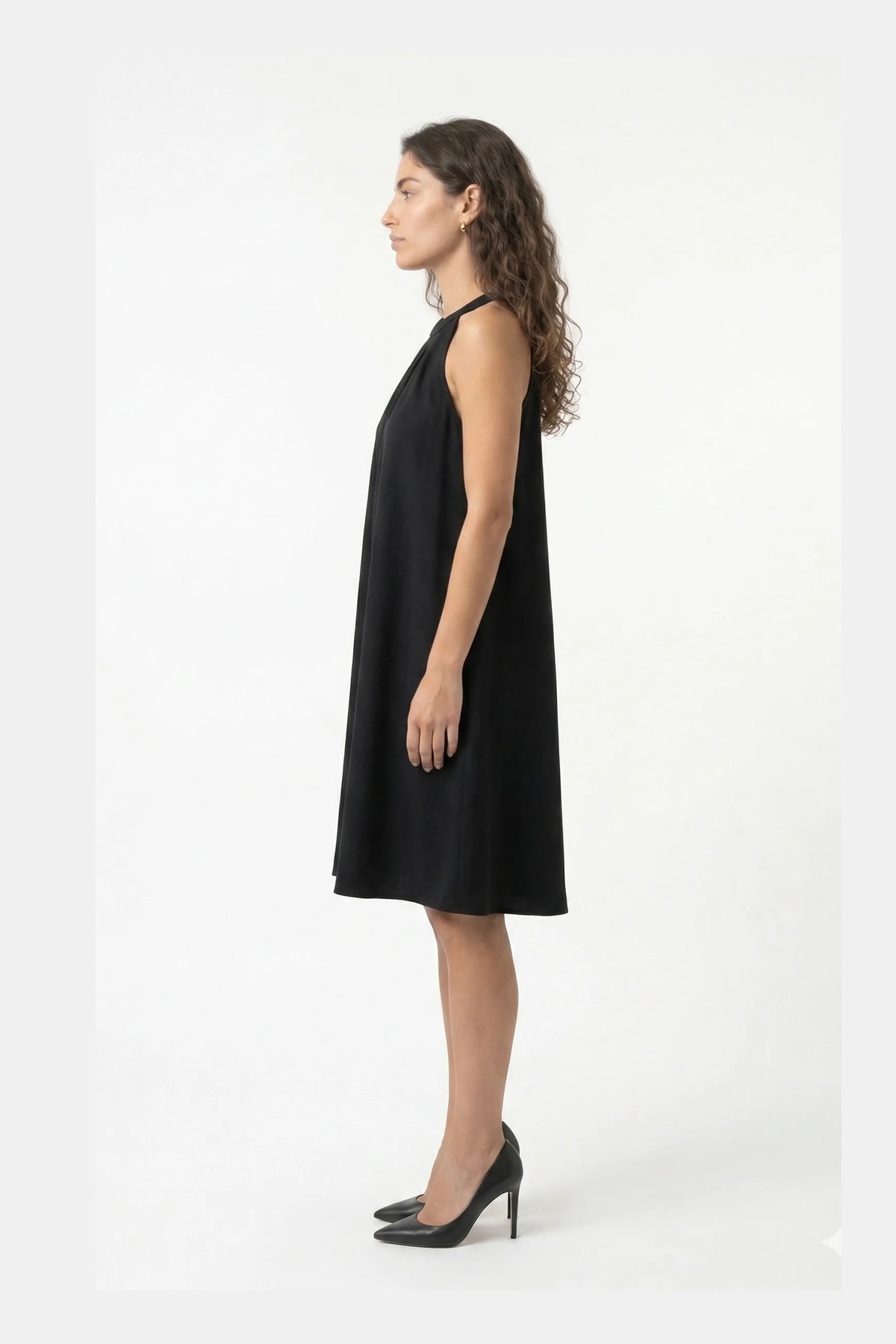 Halter Yaka Keten Elbise 3