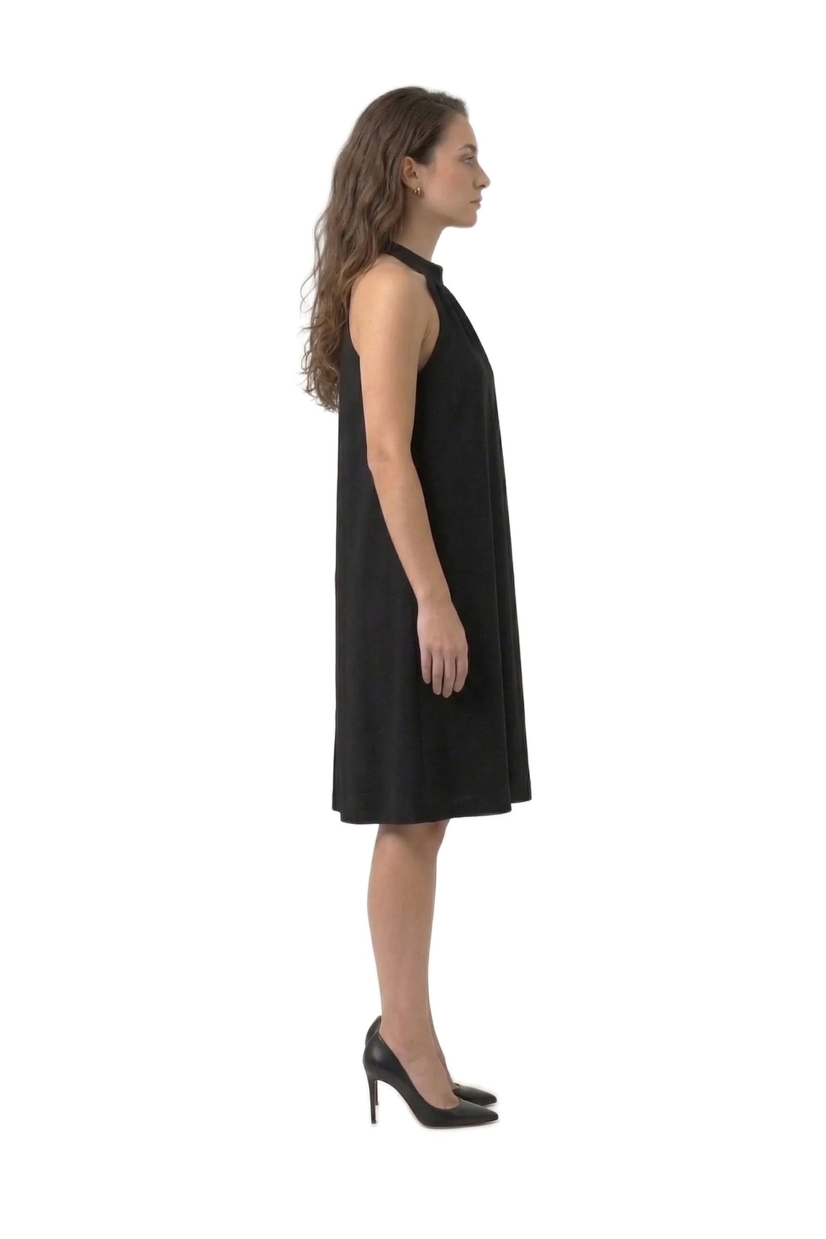 Halter Yaka Dokuma Midi Elbise 2